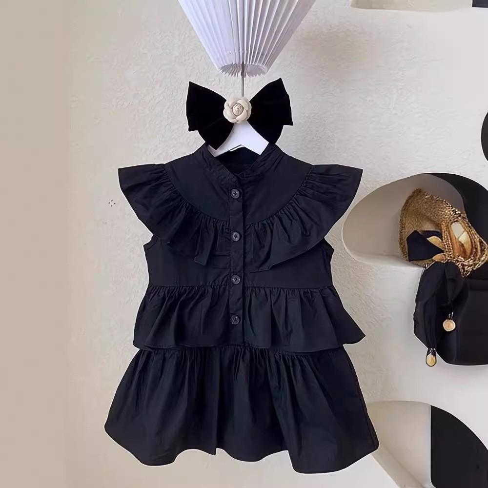 Girls Summer Ruffled Tiered Cake Dress Sleeveless Princess Elegant Party Dress For Kids Baby 90cm