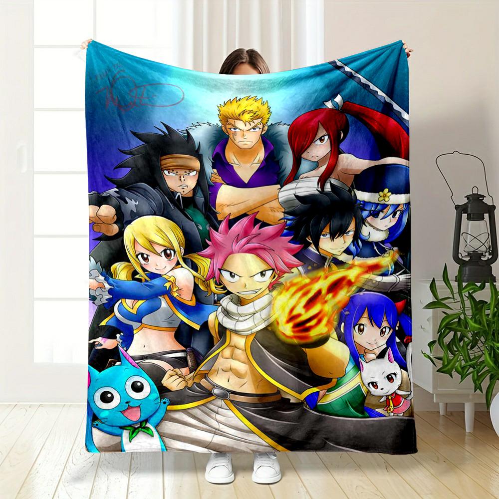 Fairy Tail Anime Characters Blanket Print Flannel Blanket for Bedroom, Living Room, Sofa, and Nap Sofas