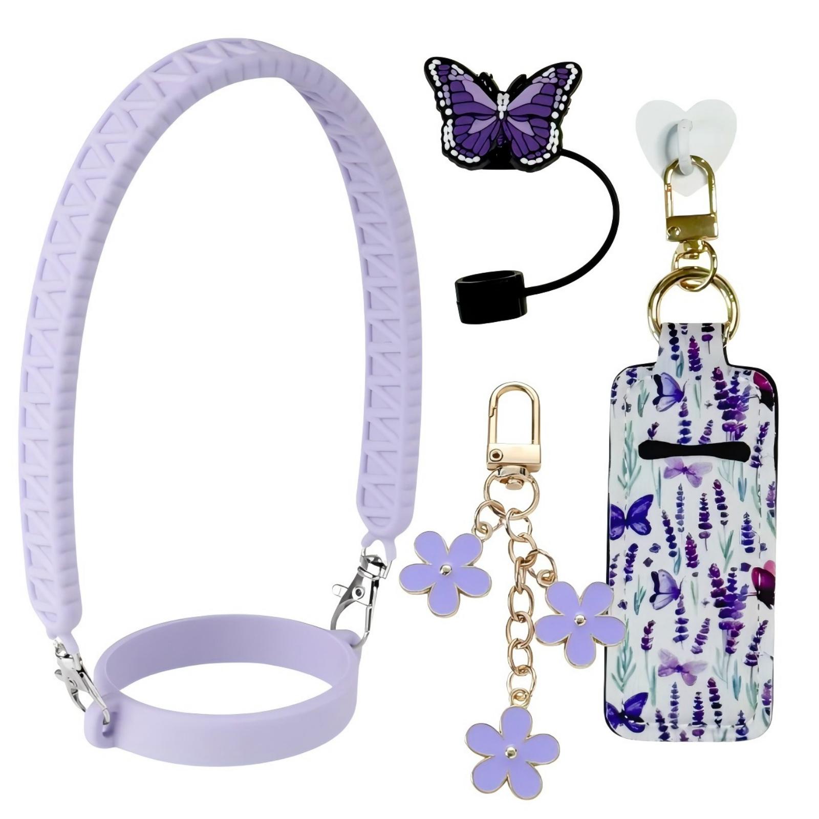 

Cup Decoration Hat Cup Cover Cup Chain Colorful Flower Key Pendant Plush Ball Pendant One Size