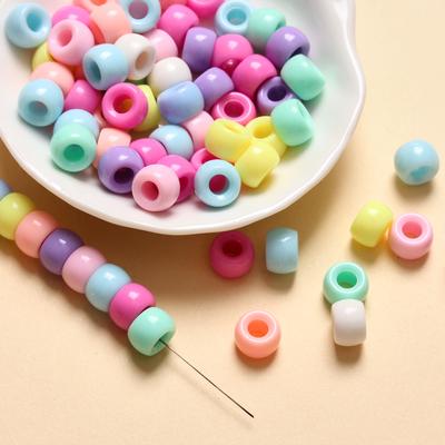 Girls Hair Beads Kids DIY Acrylic Beads Bracelet Necklace Making 5.5mmx8.5mm Handcrafts Fashion 50pcs/bag Big Hole Colorful Pony Beads  Beads