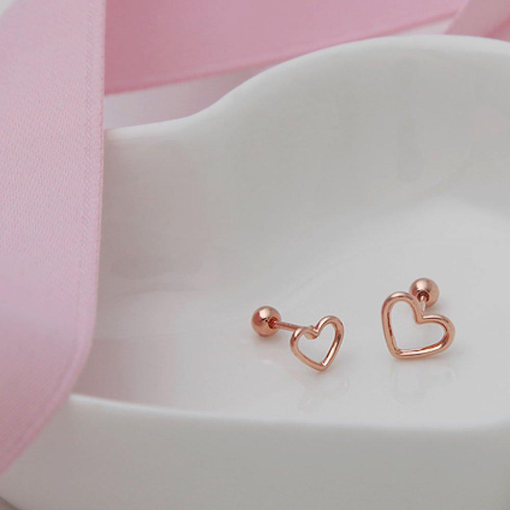 14K Gold Pin Piercing Line Heart 2 Types (Choose 1 On One Side) 1+1