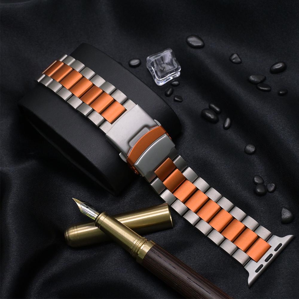 Titanium Bracelet for Apple Watch Band Ultra 2/1 49mm 46mm 45mm 44mm Business Men Strap For Iwatch 10 7 8 9 4 5 6 SE Accessories