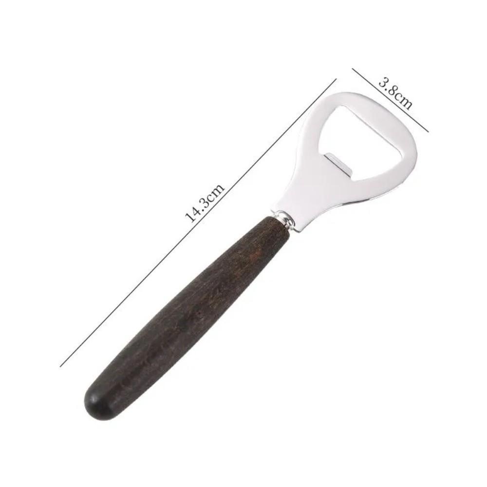 Portable Wooden Handle Stainless Steel Handheld Beer Bottle Opener Wine Opener Bar
