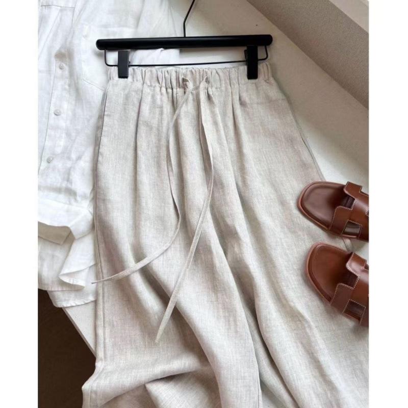 Pantalones de Mujer de Cintura Alta Pierna Ancha Verano Finos Sueltos Casuales Pantalones Harajuku
