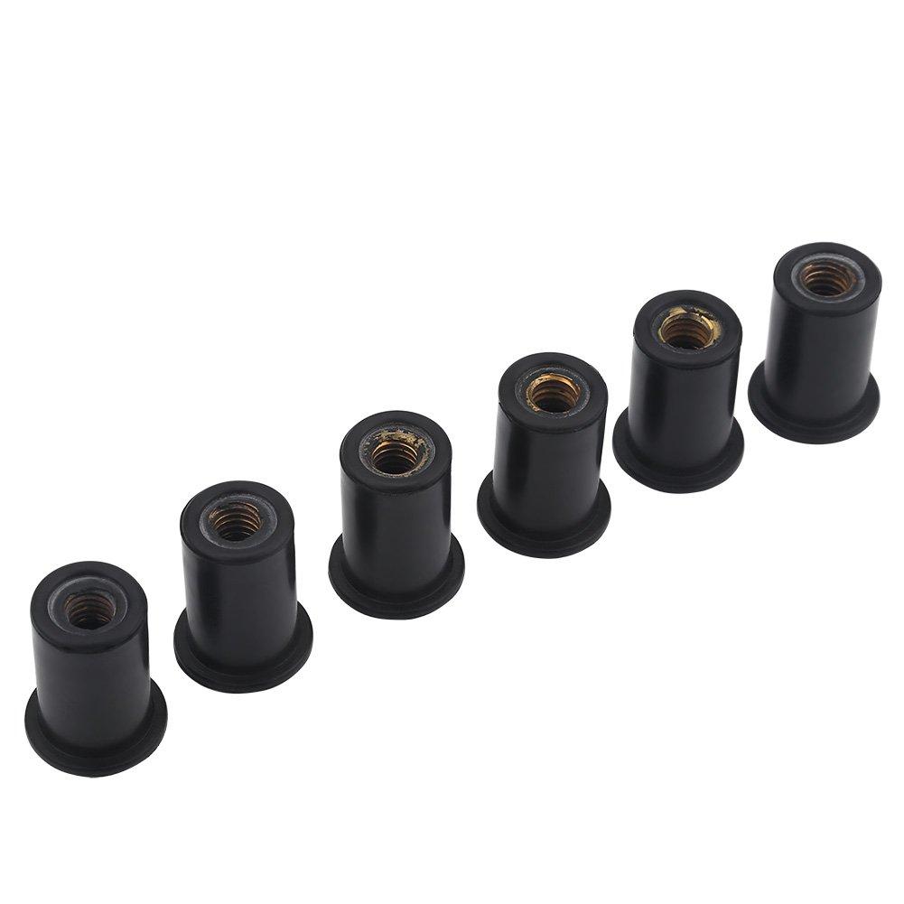 Alomejor M6 Brunnmutter Vindrutebult för Motorcykel, Kajak, Kanot, Kajak, Gummi, 6st/set