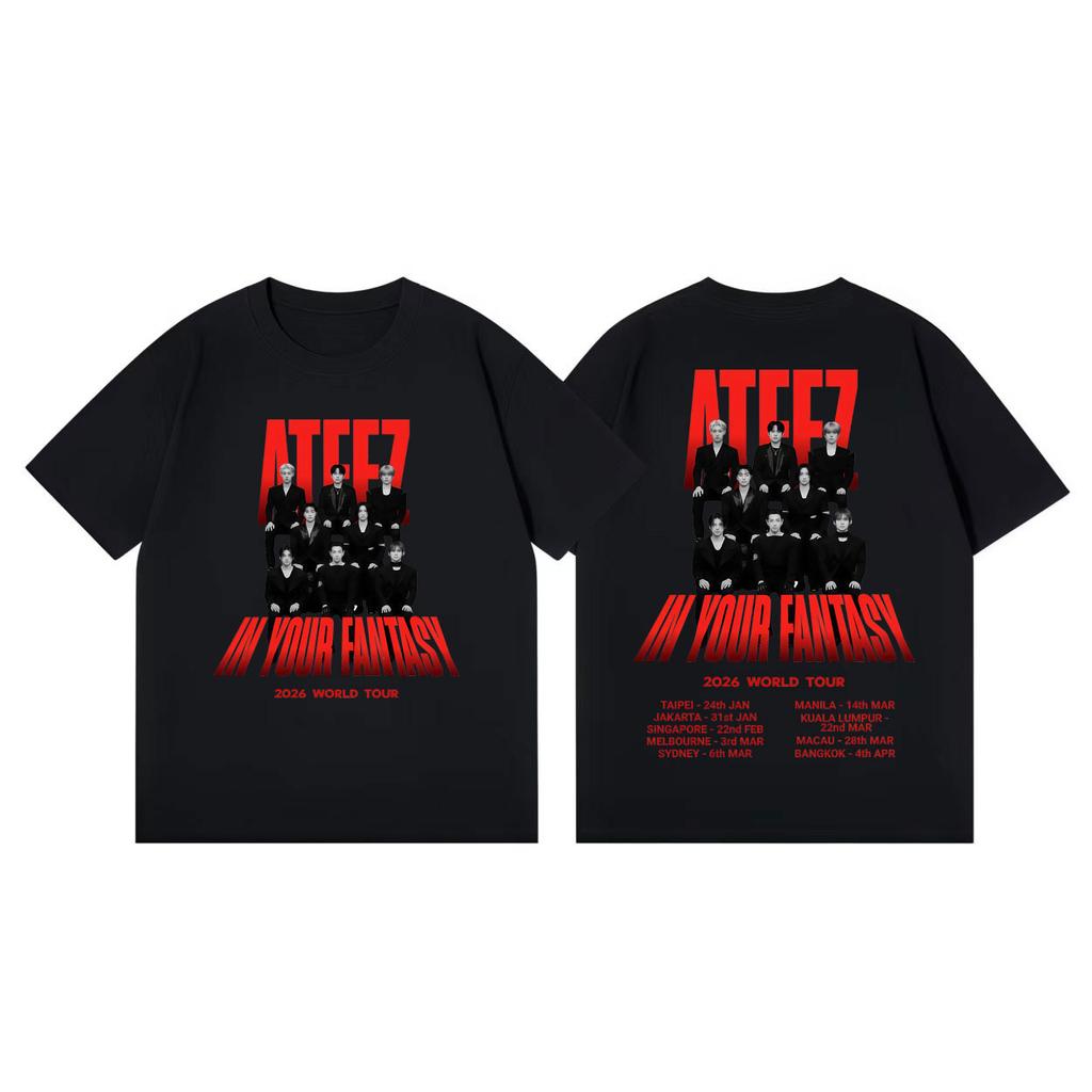 ATEEZ in Your Fantasy World Tour 2026 Graphic T Shirts Kpop Fashion Short Sleeve Tshirt Men Women Casual Loose Cotton Tshirts