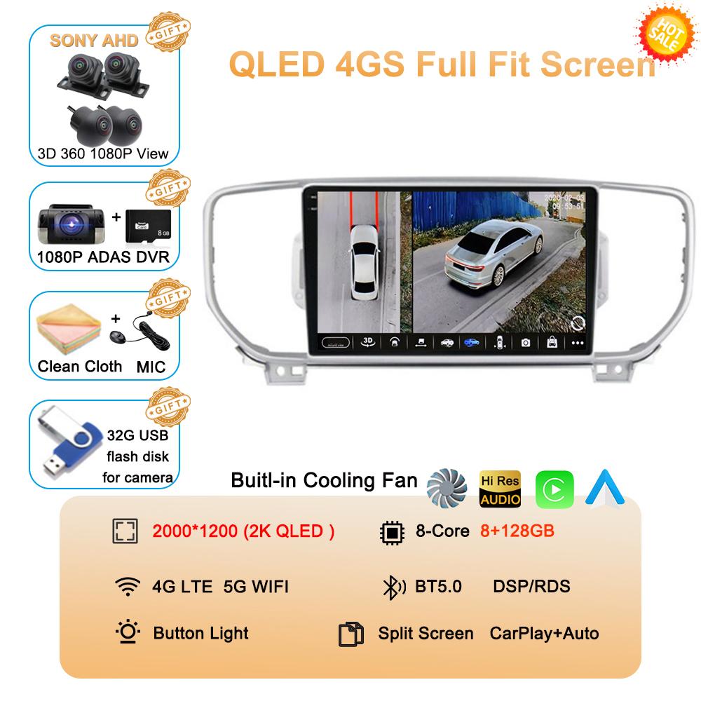 Radio Auto Android 14 Pentru KIA Sportage 4 KX5 2016 2017 2018 Wireless Carplay QLED Player Multimedia Video 4G Navigație MP5 DVD