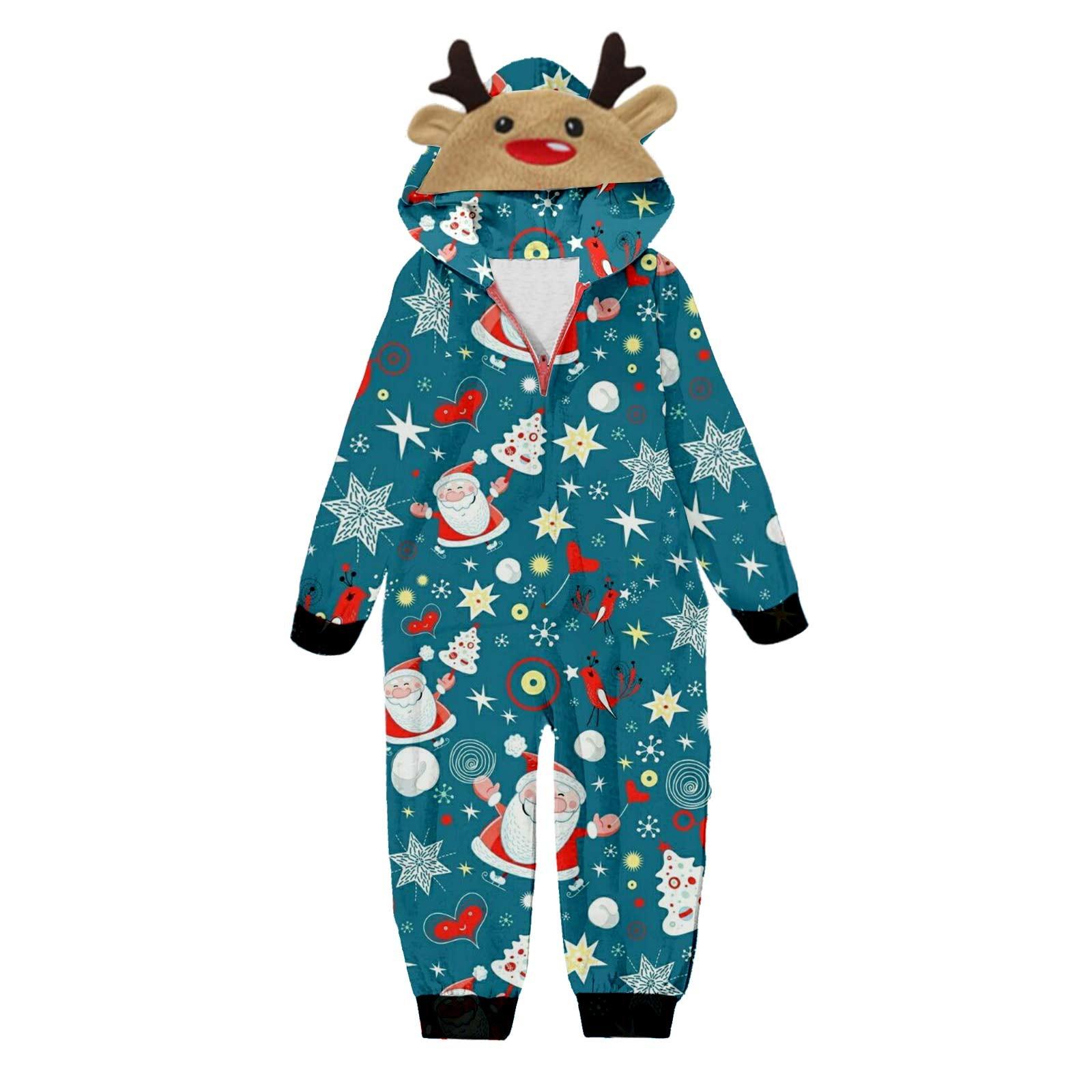 

Комплект комбинезона на молнии с капюшоном и длинными рукавами для всей семьи с рождественским принтом 4 Years