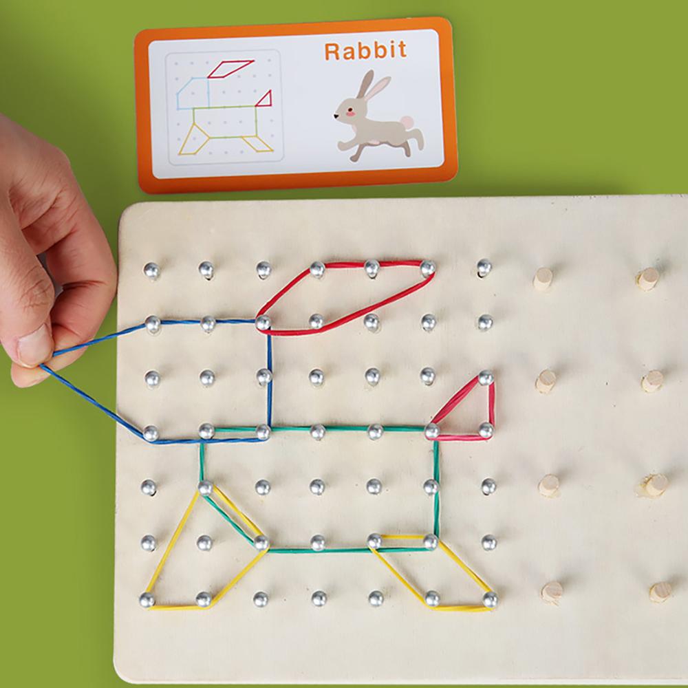 Montessori 3 In 1 Developmental Wooden Toy Geometry Puzzle Peg Board Color Sorting Toy Children Educational Toy for Kids Gifts