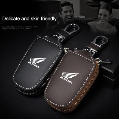 1pcs Motorcycle Key Protector Bag Leather Key Holder Wallet Zipper Bag For CB400CB650FCBF CBR25ORR CRF SH3O0 NC75O HONDA
