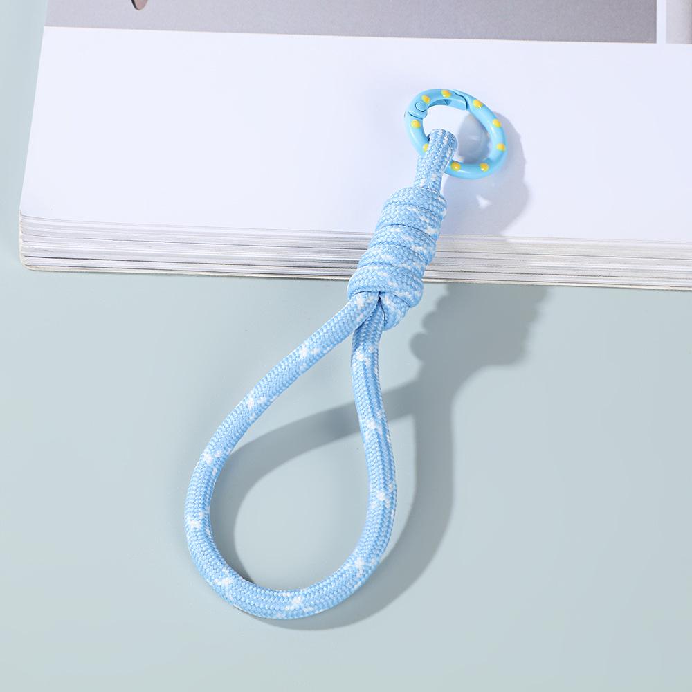 Colorblock Woven Phone Lanyard with Detachable Keychain and Anti-Lost Rope