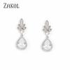ZAKOL New Classic Cubic Zircon Drop Earring for Women Fashion Crystal Elegant Bridal Wedding Party Jewelry Gifts