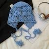 Ethnic Style Handmade Crochet Flower Tassel Cap for Women, Spring and Summer New Hollow Out Atmosphere Pullover Hat