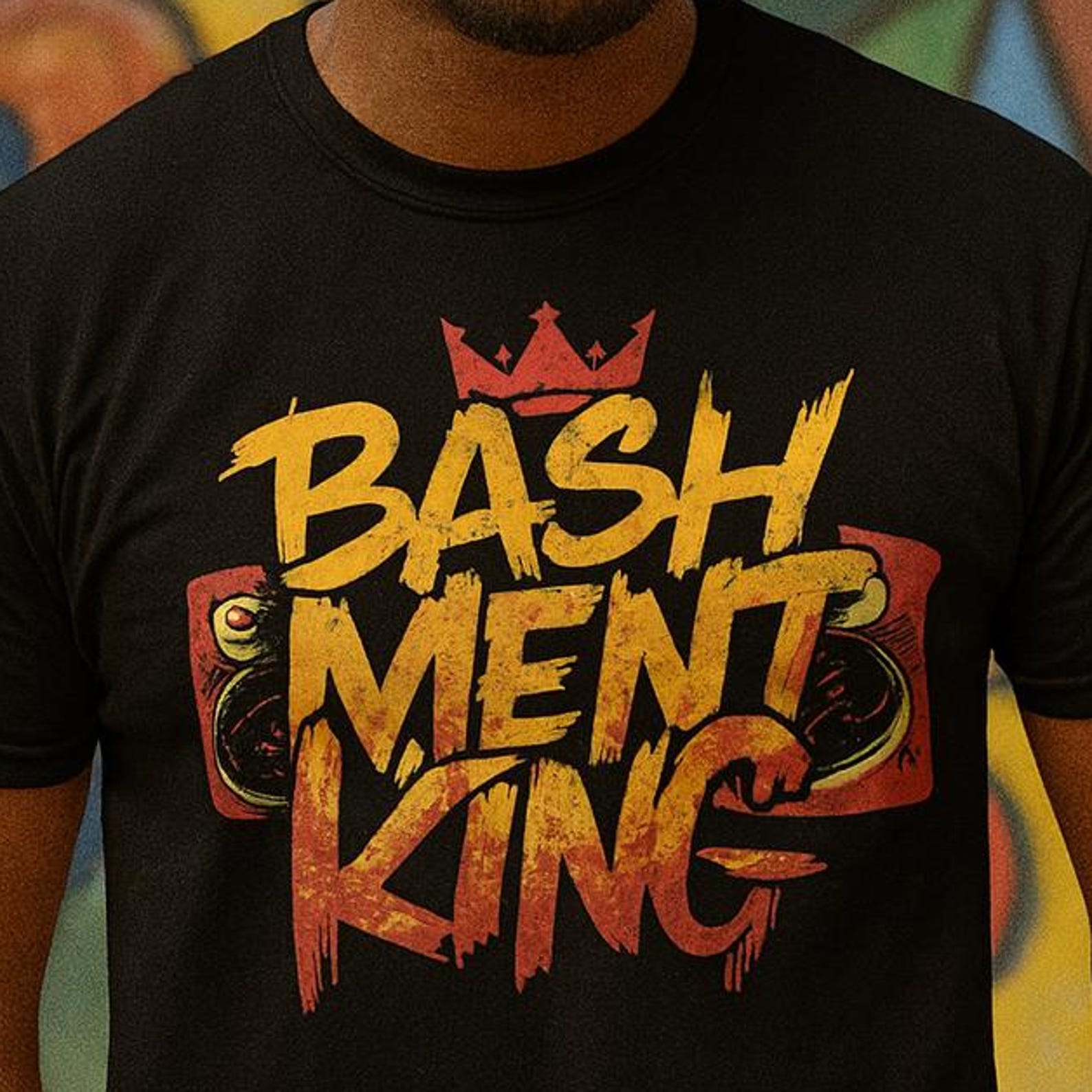 Bashment King Cotton Tee: Unisex Reggae Streetwear 2XL