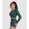 Gymshark Adapt Fleck Seamless Long Sleeve Crop Top Darkest Teal Functional Teal B2a1c Tbt3