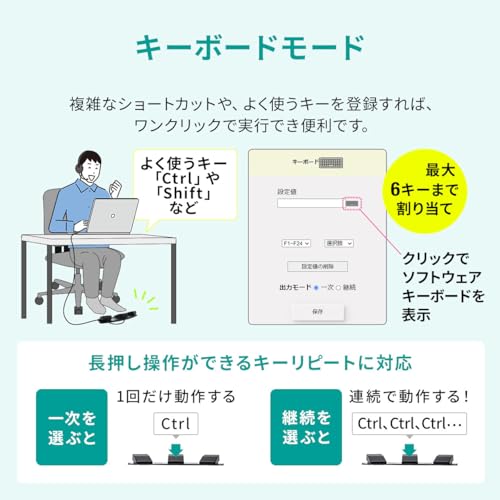 Sanwa Direct Foot Pedal Switch, USB Wired Connection, 3-Piece Programmable PC Assignment, for Gaming Keyboards, 400-MA179