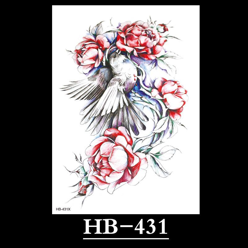 Flower Sketch Tattoo Sticker, Black And White Half Arm Tattoo Sticker, Waterproof And Sweat Proof Tattoo