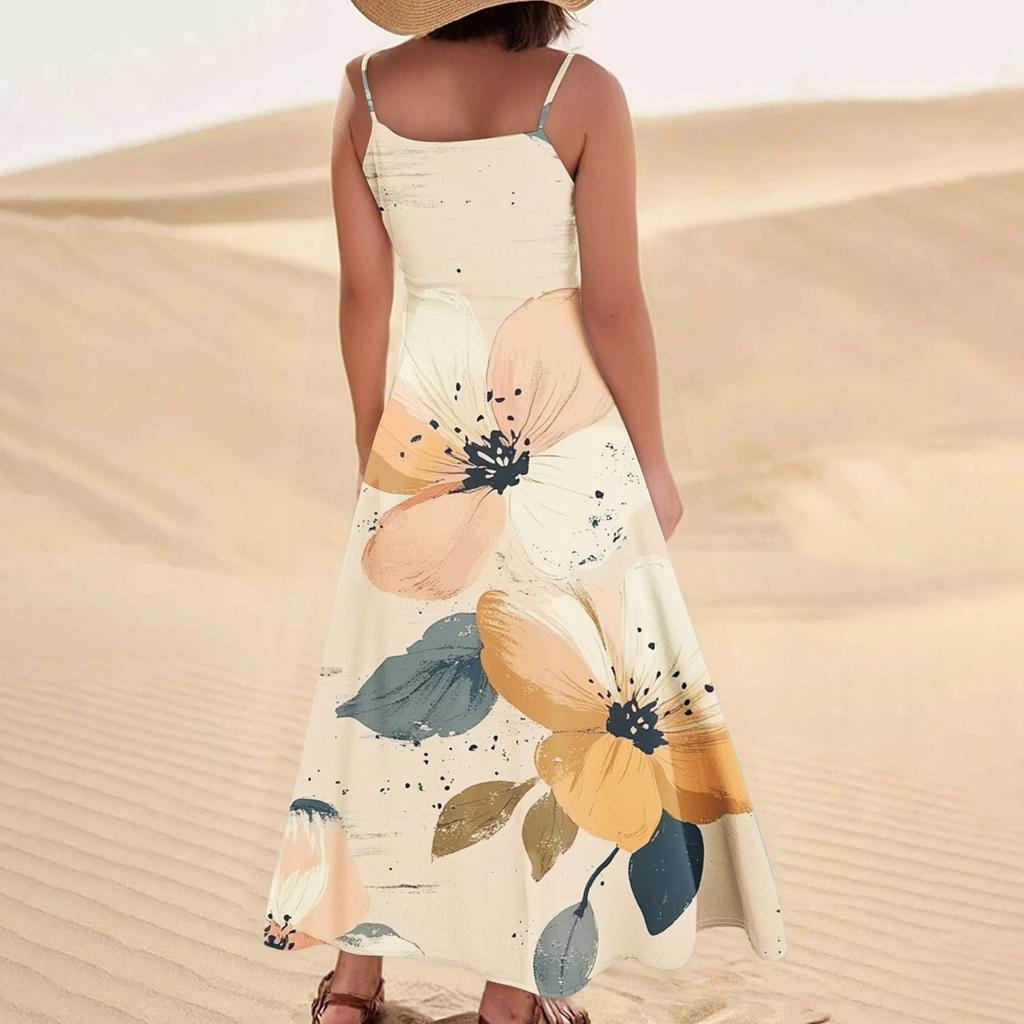 Damen Lässiges Krawatten-Ärmelloses Taschenkleid mit Blumendruck