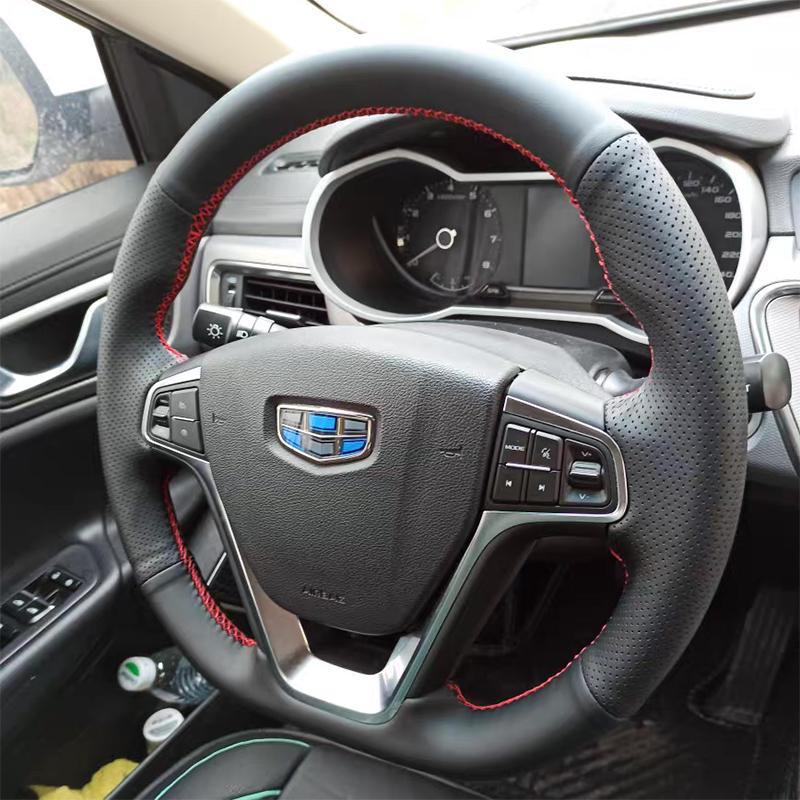 Leather Steering Wheel Cover for Emgrand GS/GL, Geely Boyue, Binyue, Vision, Borui - Custom Hand-Sewn