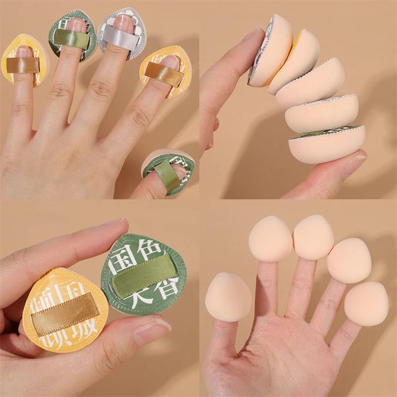 Mini Finger Cosmetics Puffs 5/10pcs Cosmetic Cushion Puff Concealer Foundation Detail Sponge Puffs Wet Dry Dual Use Makeup Tools