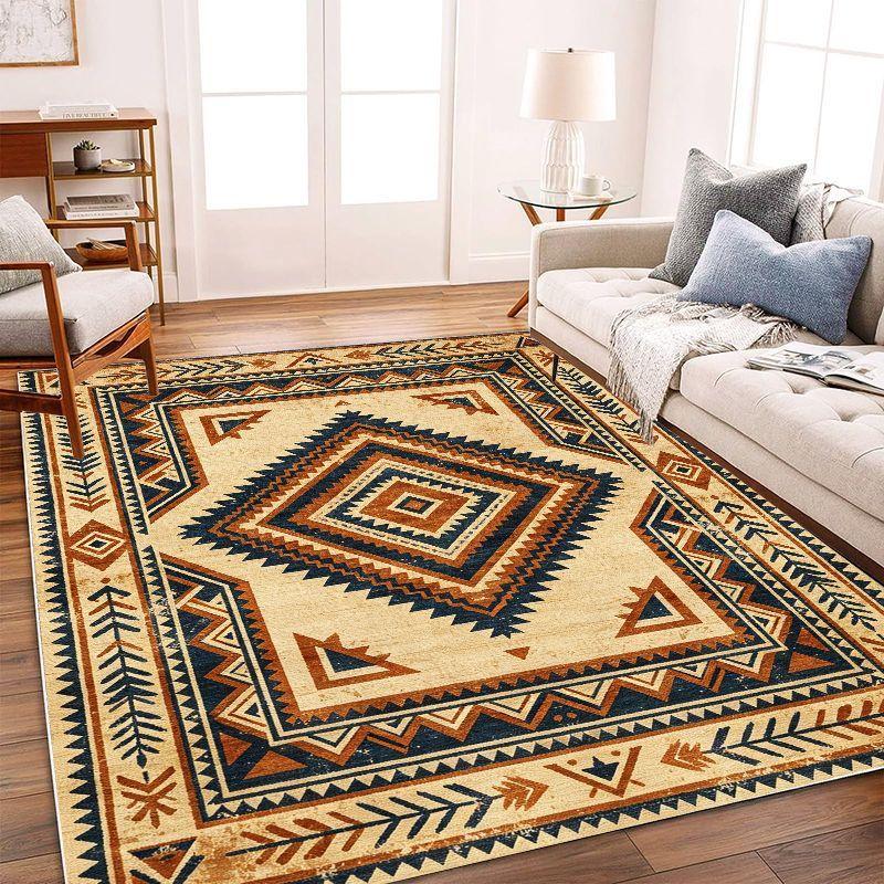 Southwest Aztec Tribe Geometric Carpet Soft Anti Slip Washable Floor Mat Living Room Bedroom Study Ethnic Style Home Decor