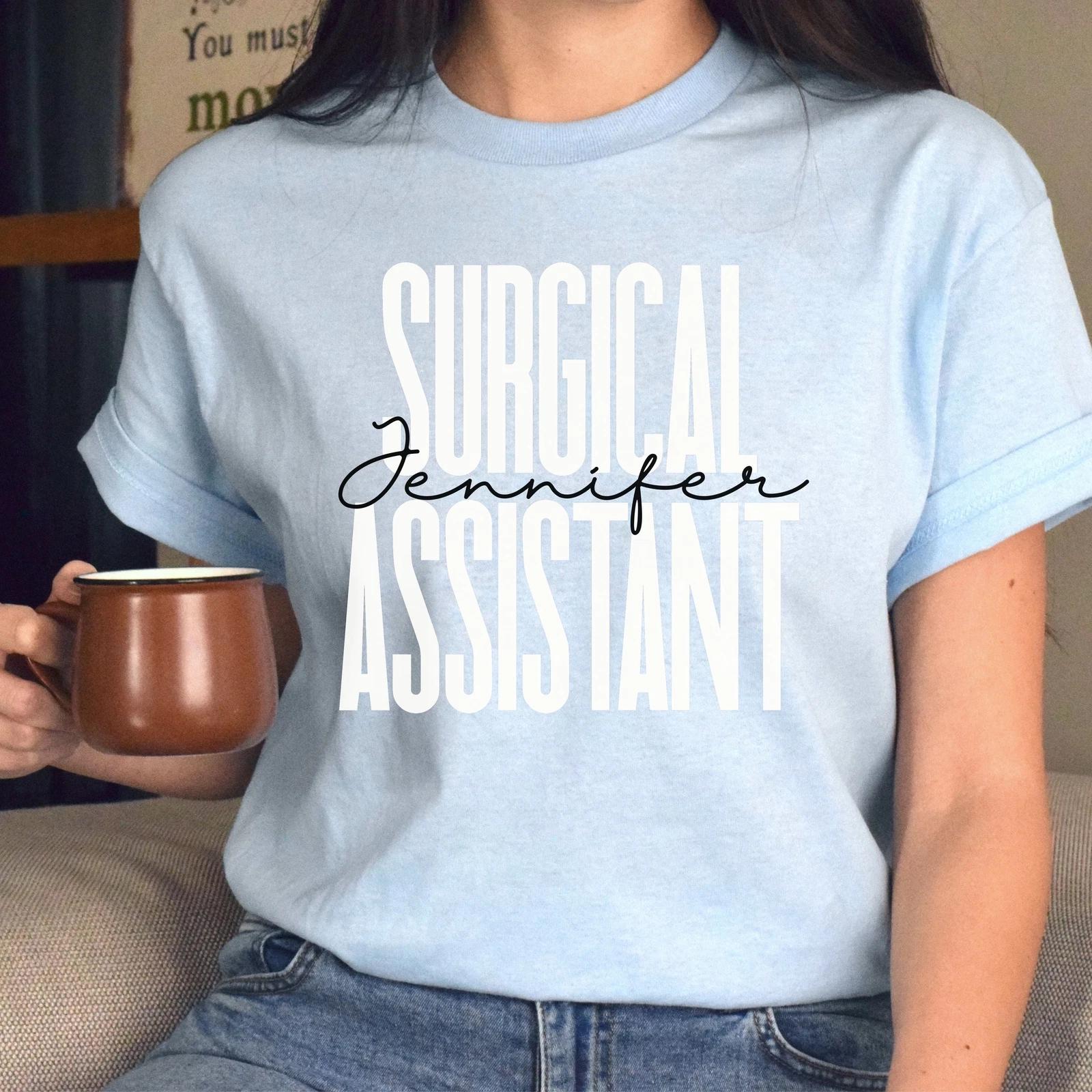 Personalized Surgical assistant T-shirt gift Custom name Surgery squad Unisex Te 2XL