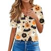 Women's T Shirt Tee Halloween Printed Button Short Sleeve Tunic Daily Weekend Fashion Basic V- Neck Regular Top