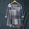 Women's Fashionable And Casual Shirt Long-sleeved V-neck Print Cotton And Linen Blouse