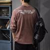 Autumn 300G Heavy Washed Printed Long-Sleeved T-Shirt Men'S American Retro Trendy Sweater Pure Cotton Loose T-Shirt