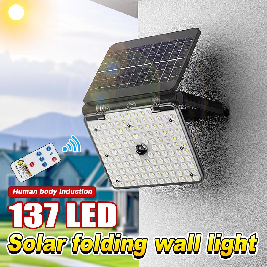 LED Solar Light Outdoor 137 LED Spotlights Waterproof Motion Sensor Human Solar Flood Security Wall Lights 3 Modes