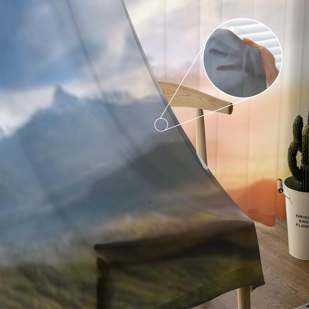 Shangri-La Luxuriöse Chiffon-Vorhänge, transparent, für Wohnzimmer, Schlafzimmer, Dekoration, Fenster, Voiles, Tüllvorhang