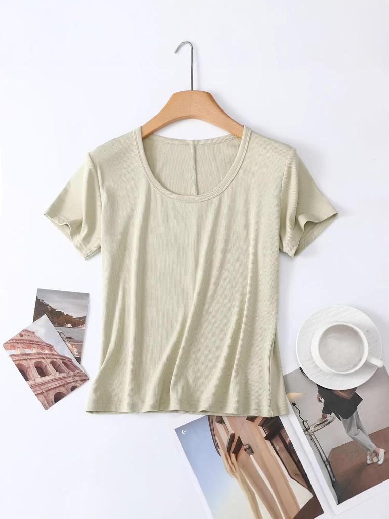 2026 Women’s Slim Fit Lightweight Round Neck Tencel Short Sleeve Ice Silk Top