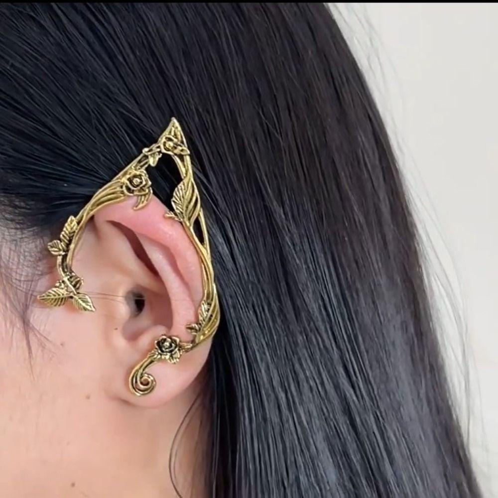 Korean Style Elf Ear Clip Zinc Zinc Alloy Ear Hook Sweet Rose Flower Hollow Ear Clips  Girls Gift