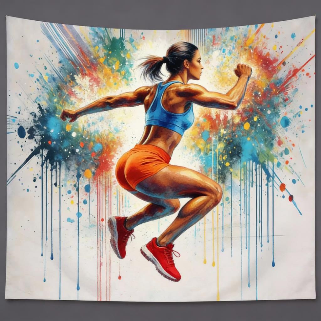 Vibrant Fitness Bodybuilding Tapestry Colorful Energy Art Wall Hanging for Party Gym Decor