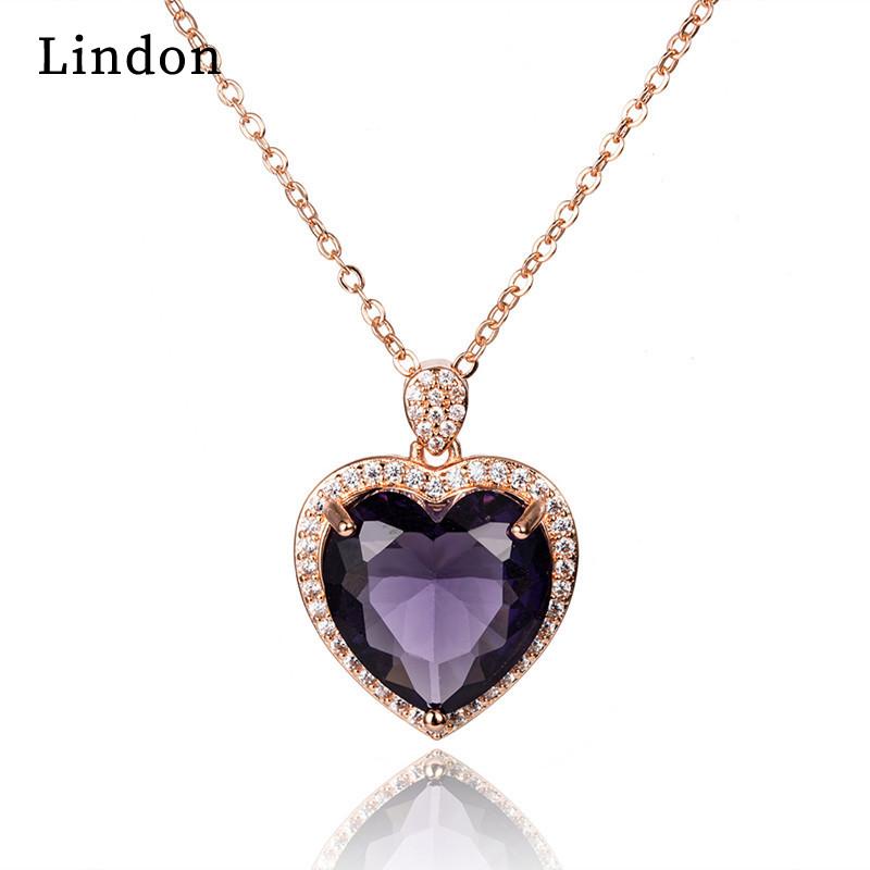 

Женское ожерелье Lindon, кулон с цирконом, модный подарок фиолетовый