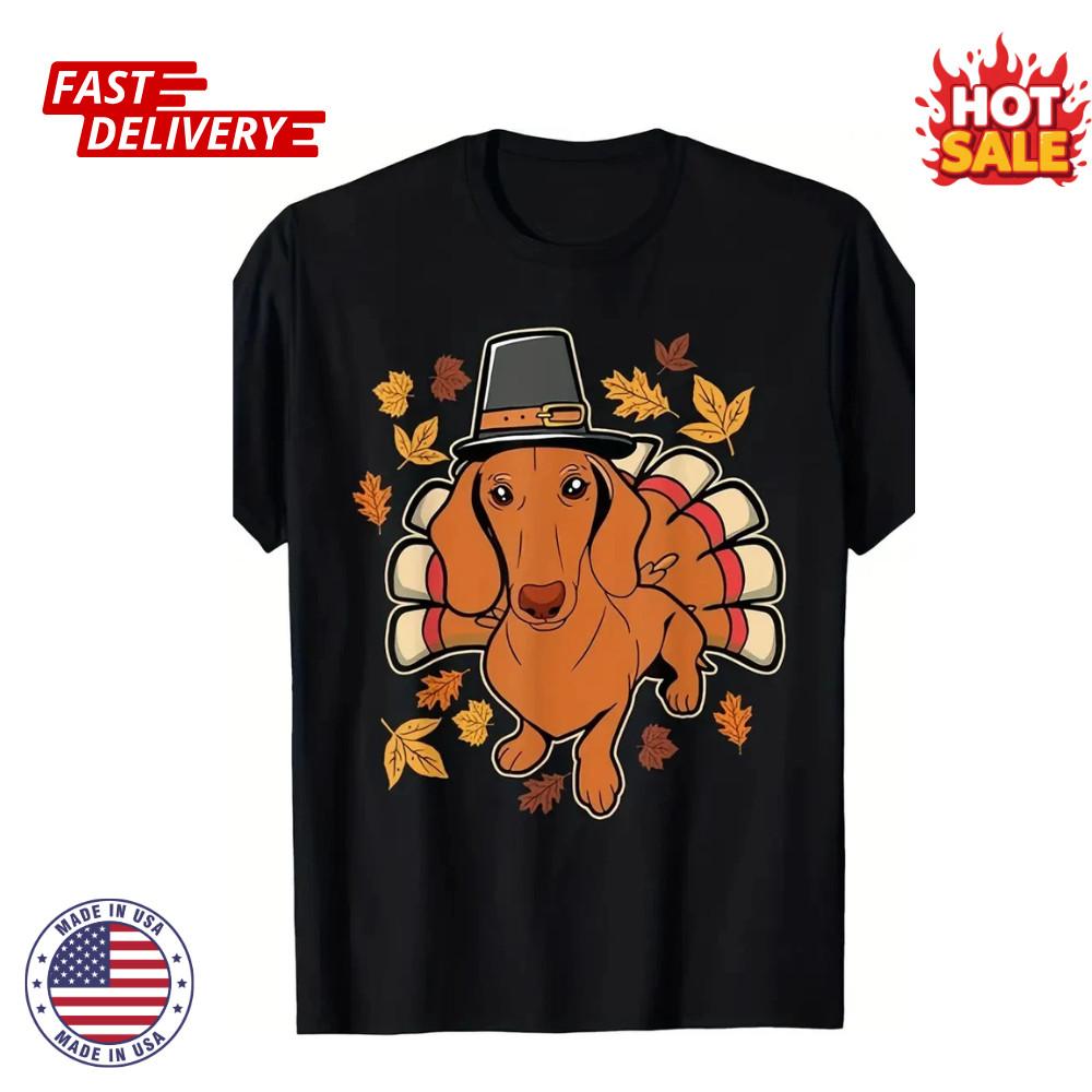 SALE Men S Women S Dachshund Thanksgiving Inspired Graphic T-Shirt Size S-5XL Unisex T-Shirt XXXXL
