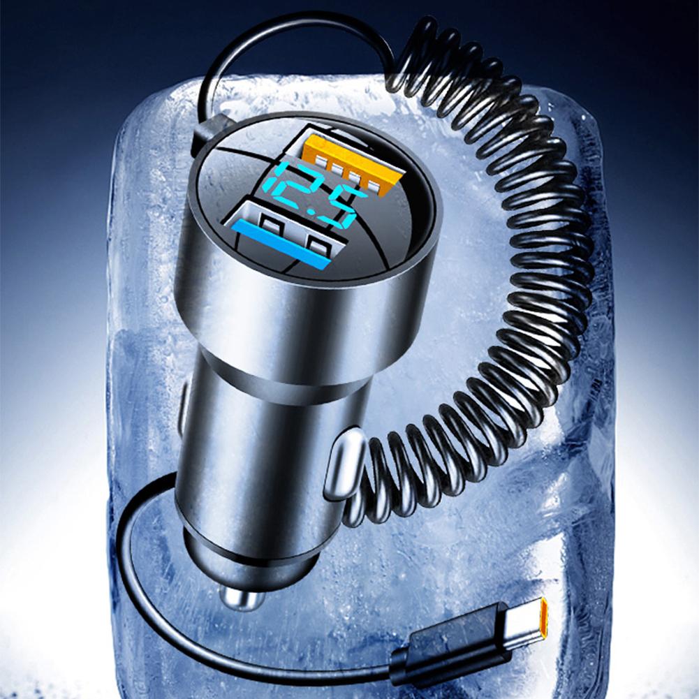 100W PD+QC3.0 Aluminum Alloy Car Charger Super Fast TYPE-C Display Charging Charger Power LED Adapter Accessories Car J8Z6