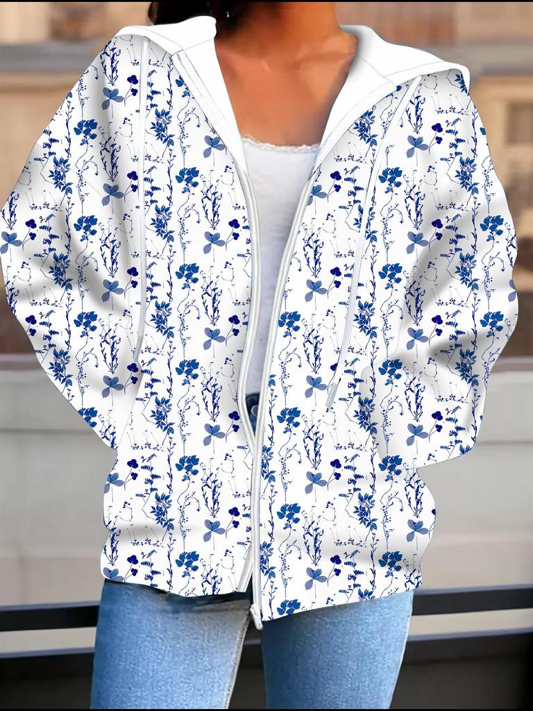 Vintage Pattern 3D Printed Hooded Cardigan Plus Size Autumn Winter Retro