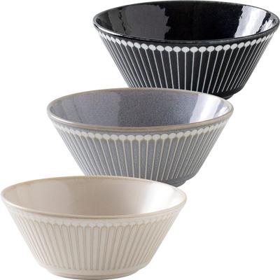 Juego de 130 cuencos Albee de Minoru Pottery Mino Ware en 3 colores (Gris Azul Marino Beige)