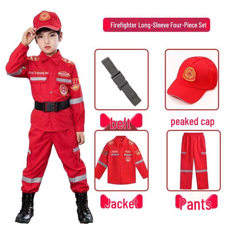 Kids' Firefighter Costume: Halloween Cosplay & Performance Set