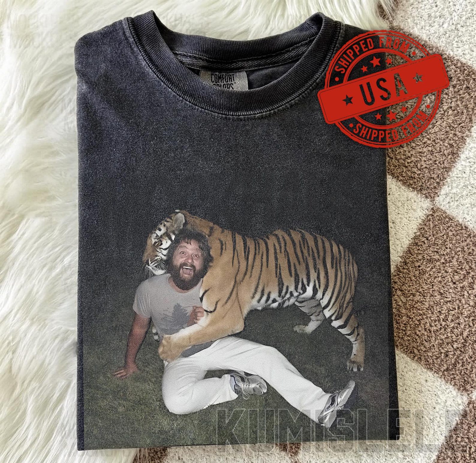 Hangover Tiger Tee T-Shirt | Funny Tiger Illustration, Animal Lover XL