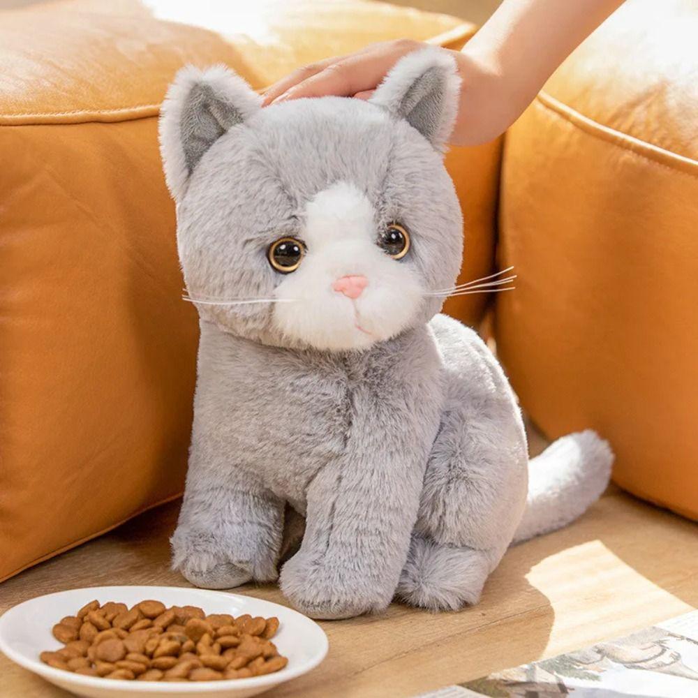 Simulation Cat Plush Toy Stuffed Animals Stuffed Cat Doll Pet Toy Kitten Animal Cats  Gift for Kids