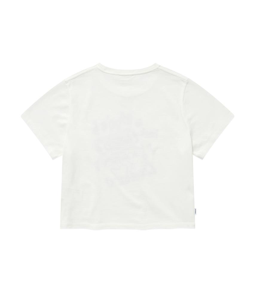 COVERNAT WOMAN Crop Fit Cassette Graphic T-Shirt Off White