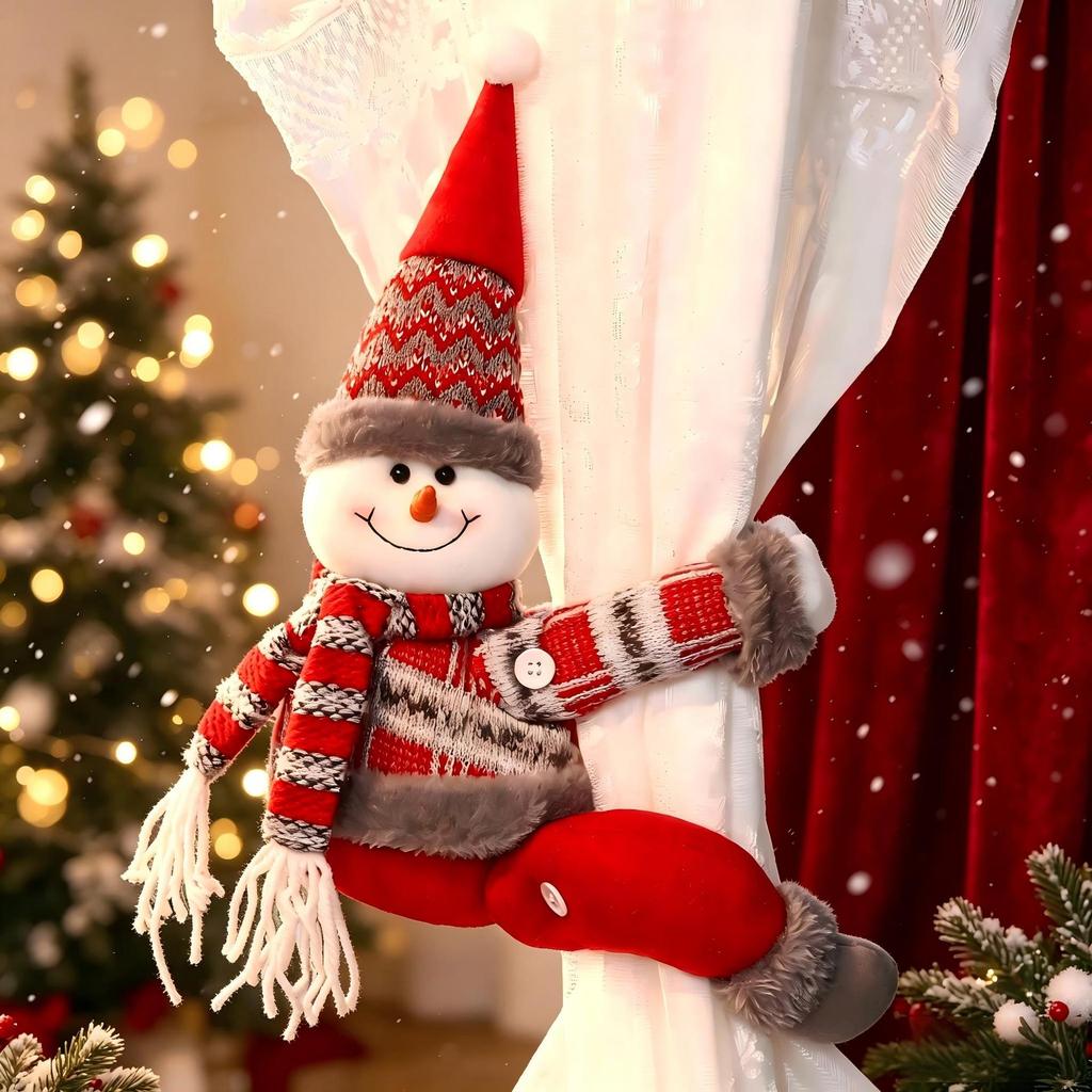 Christmas Curtain Tie-Back Cartoon Doll Decoration for Windows