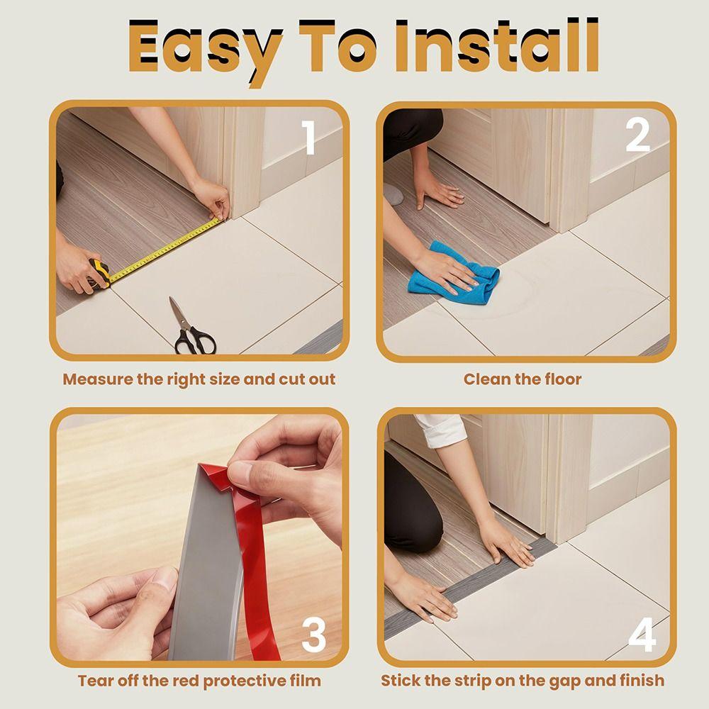 Windproof Self Adhesive Floor Transition Strip Wood Like Doorway Threshold Door Bottom Sealing