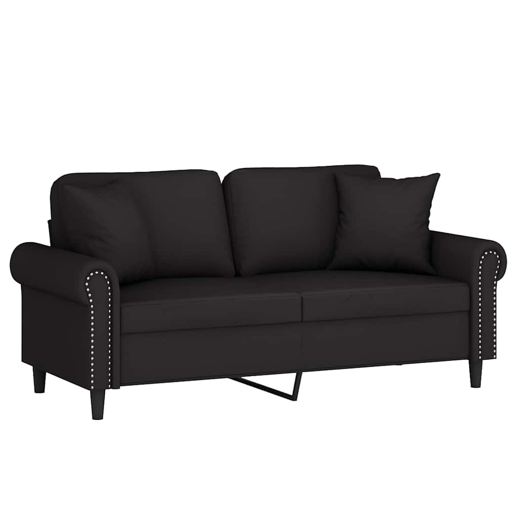 Vidaxl 2-Osobowa Sofa Z Poduszkami, Czarna, 140 Cm, Aksamit