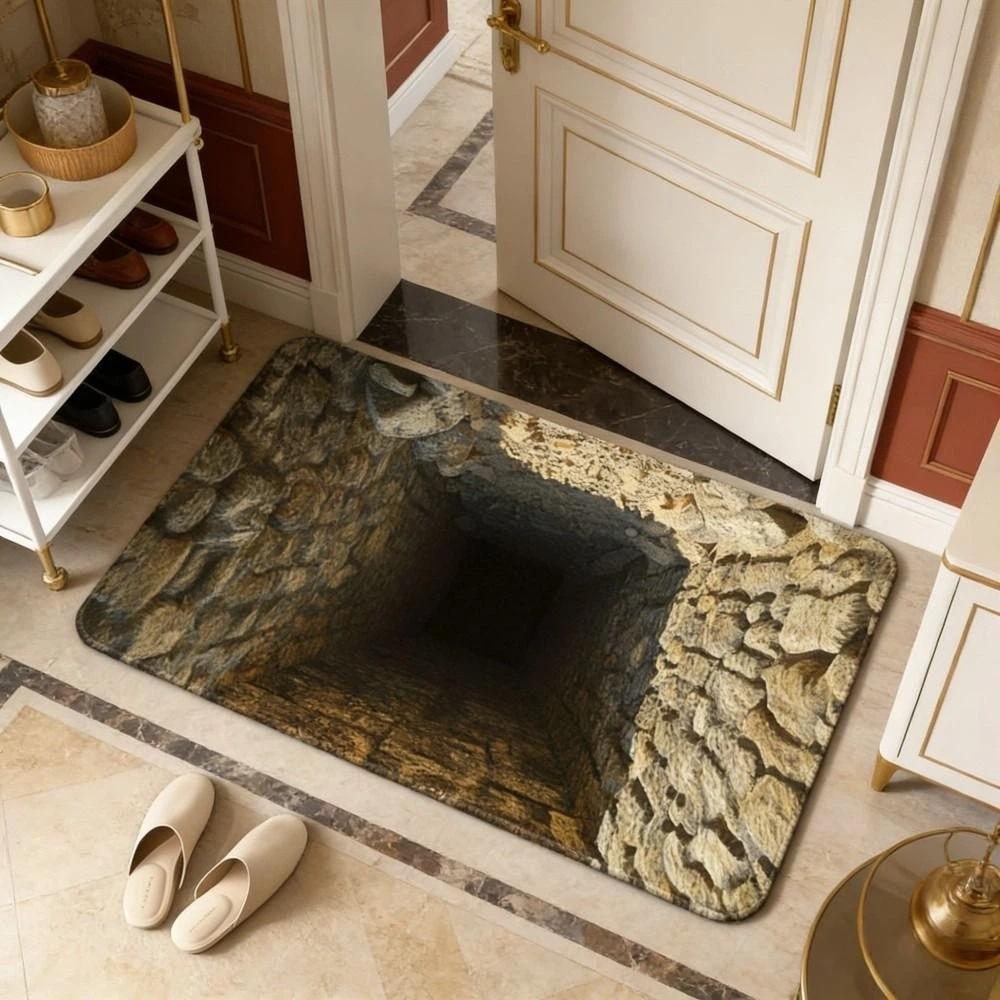 Non-slip Optical Illusion Doormat 3D Flat Bedroom Door Rug Creativity Bathroom Carpet  Home Decor