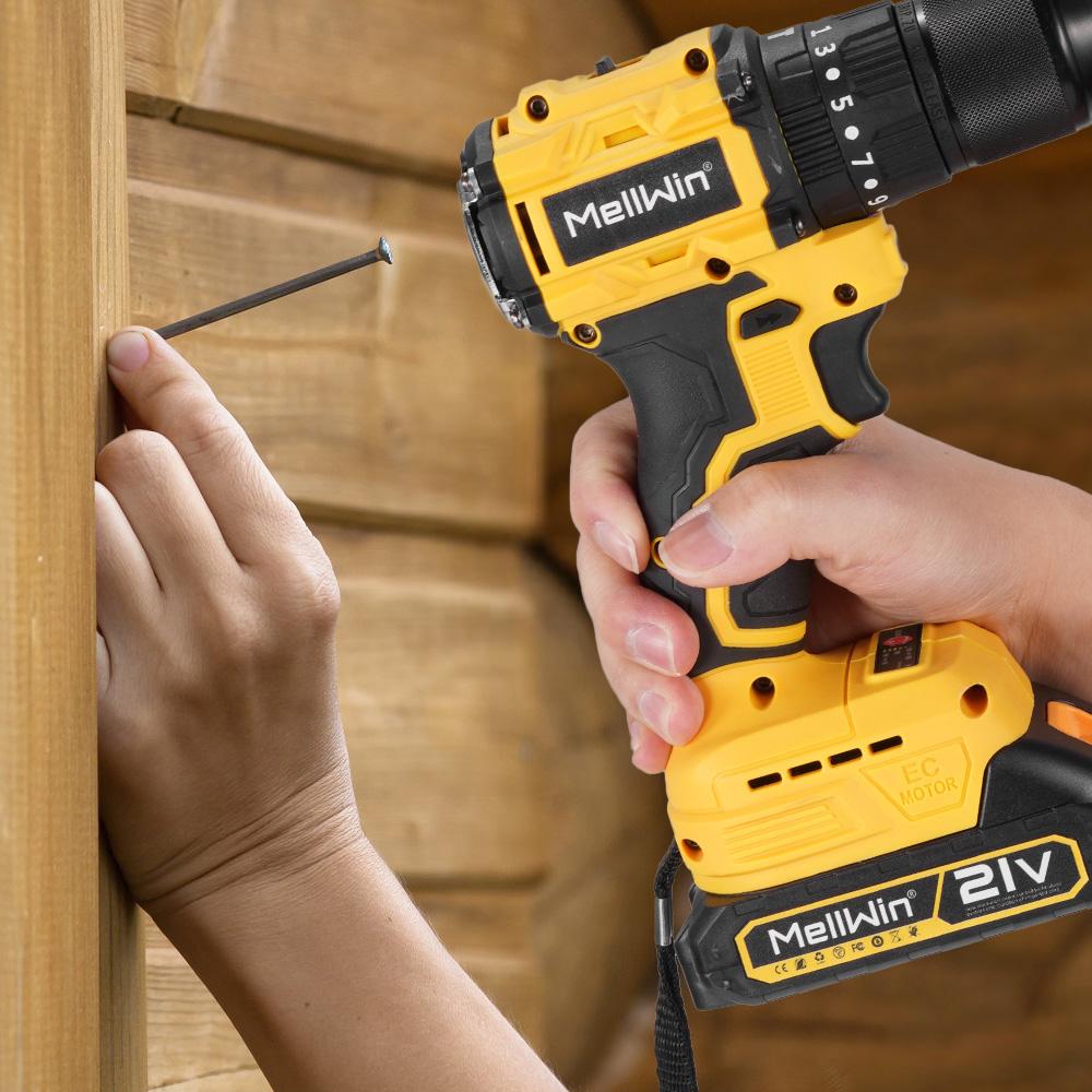 MELLWIN 13MM Bürstenloser Elektrohammerbohrer 25+3 Drehmoment Flachbohrer Schraubendrehersatz Home DIY Elektrowerkzeuge für Makita 18V Batterie