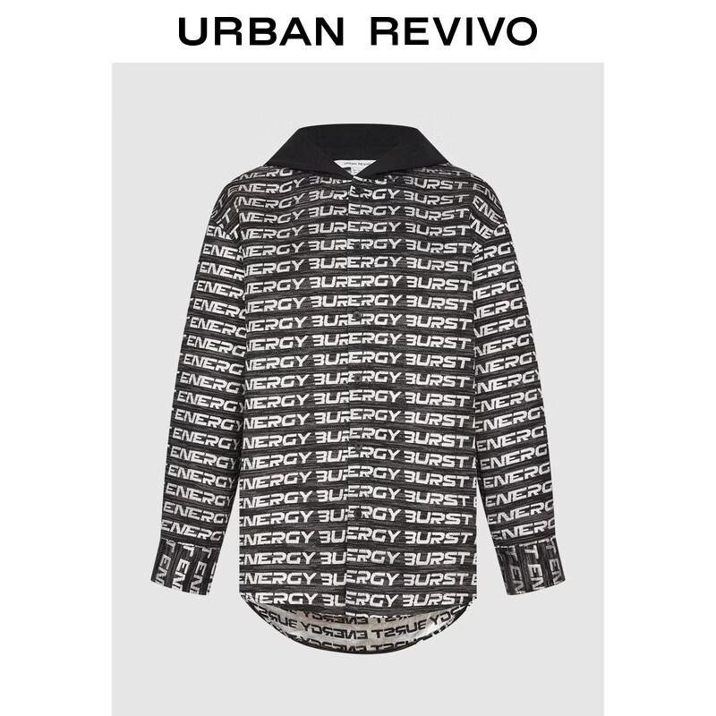 UR2026 Men s Letter Jacquard Hooded Button-Front Shirt S