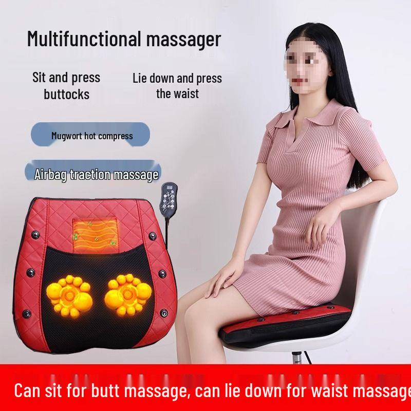 Lumbar Heating & Hip Massager: Multifunctional Seat and Backrest Cushion for Home and Office.